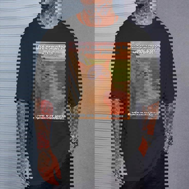 People Are Never Pleased Brainrot 猫ミーム 大学ユーモア Tシャツ 彼への贈り物