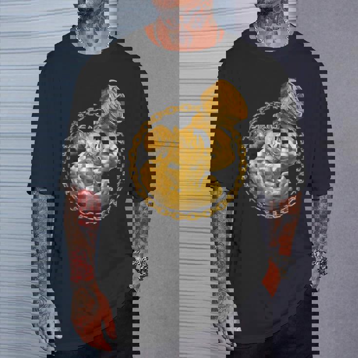 Rhino Beast ワークアウト ゴールド フィットネス ジム 動物 筋肉 ダンベル Tシャツ 彼への贈り物