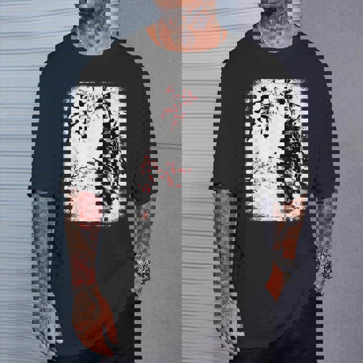 Samurai Giraffe Ninja Budo Japan Worrior Cherry Blosson Tシャツ 彼への贈り物