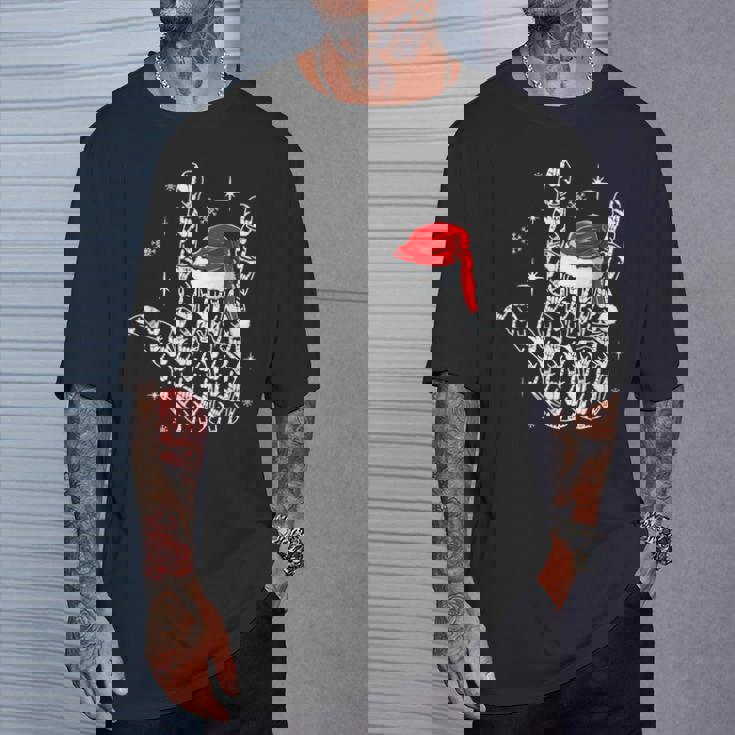 Santa Rock Hand Sign Language Christmas Rock Music Lover T-Shirt Gifts for Him