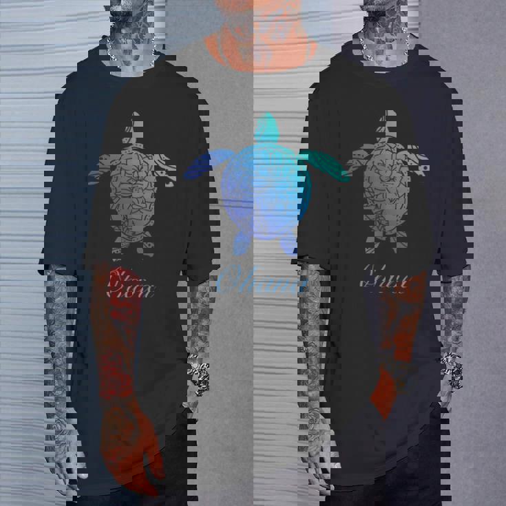 Save The Hawaii ウミガメ ハワイアン ブルー トライバル 亀 ホヌ 長袖tシャツ Tシャツ 彼への贈り物