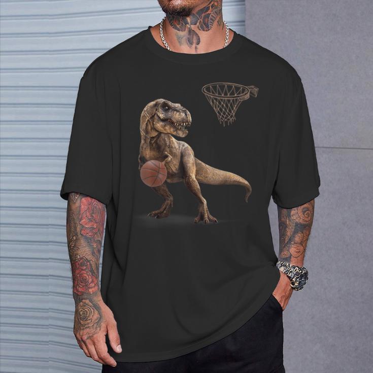 T Rex 恐竜 バスケットボール 面白い恐竜フープ Tシャツ 彼への贈り物