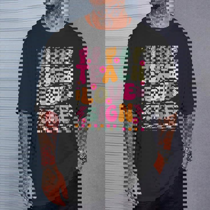 Teacher ASL Sign Language Classroom Vibes T-Shirt Gifts for Him