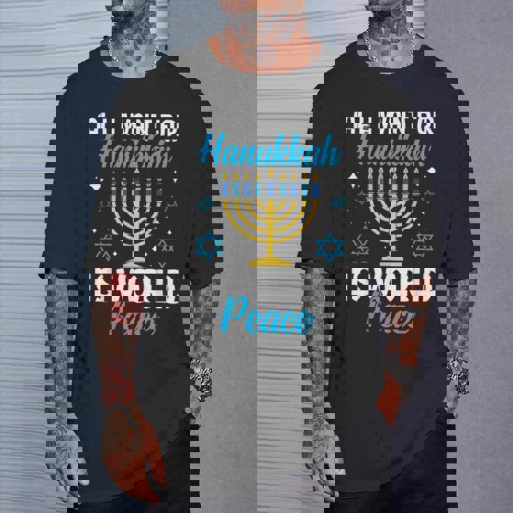 Todo Lo Que Quiero Para Hanukkah Es La Paz Mundial Judía Janucá Adulto Camiseta unisex Regalos para él
