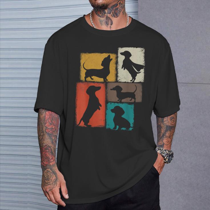 Weenie Vintage Collage Dachshund Dad Mom God Lover T-Shirt Gifts for Him
