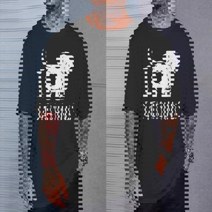 Wiener Dog ダックスフンド 犬 ペット愛好家 I Love Dachshunds Tシャツ 彼への贈り物