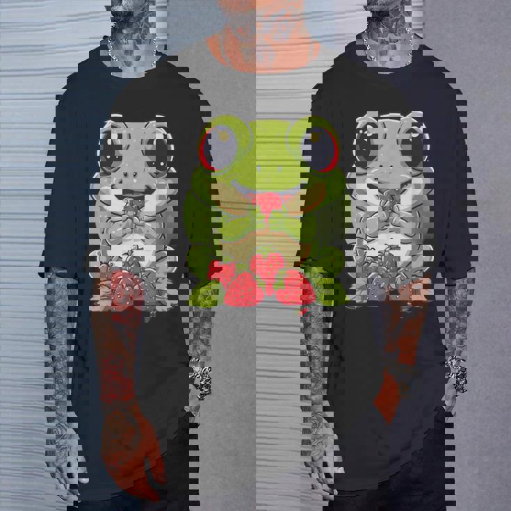 いちごカエル 図面 アートワーク いちご 動物 アート Tシャツ 彼への贈り物