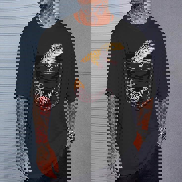 かわいいヒョウゲッコ トカゲ爬虫類 ヒョウ ヤモリのお父さん用 長袖tシャツ Tシャツ 彼への贈り物