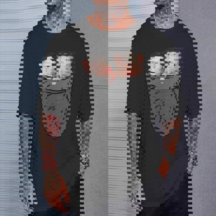 かわいい豚 ポケット覗き見 面白い豚 Tシャツ 彼への贈り物