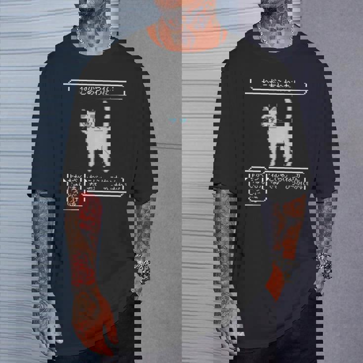 ねこがあらわれた！ 猫好き ゲーム好き ネコ飼い ネコママ 猫ママ ネコパパ 猫パパ Rpg ゲーム 猫 ねこ ネコ 長袖tシャツ Tシャツ 彼への贈り物