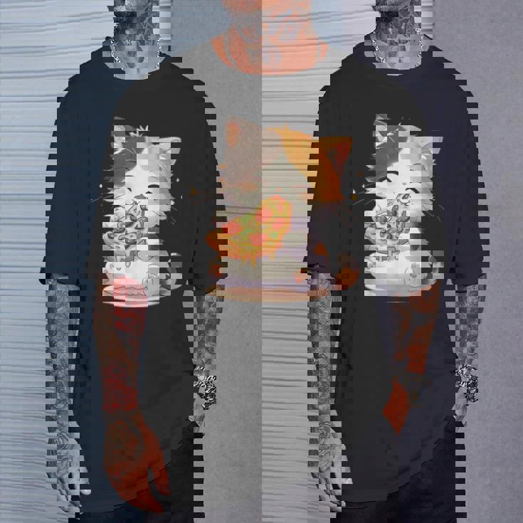 わがまま猫 ピザねこ ラーメン好き かわいい おもしろ マンガ Tシャツ 彼への贈り物