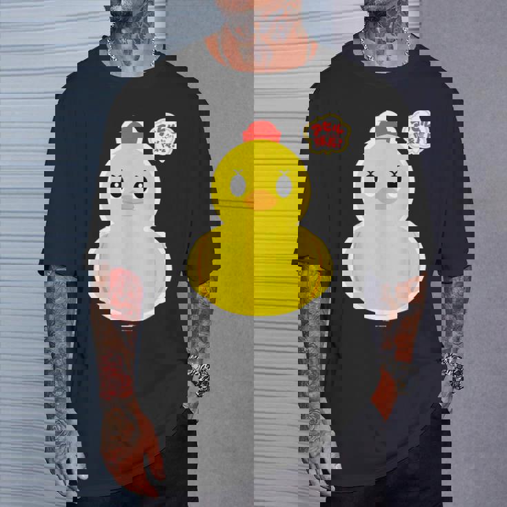 アヒル隊長ビッグプリント（正面） Tシャツ 彼への贈り物