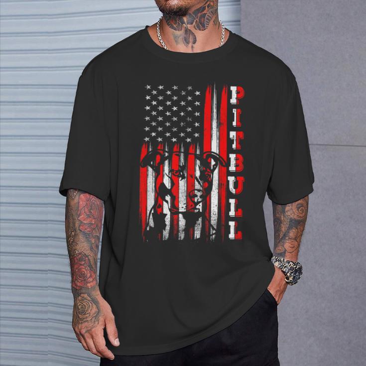 アメリカン ピットブル・テリア国旗 面白い犬 お父さん お母さん ギフト Tシャツ 彼への贈り物
