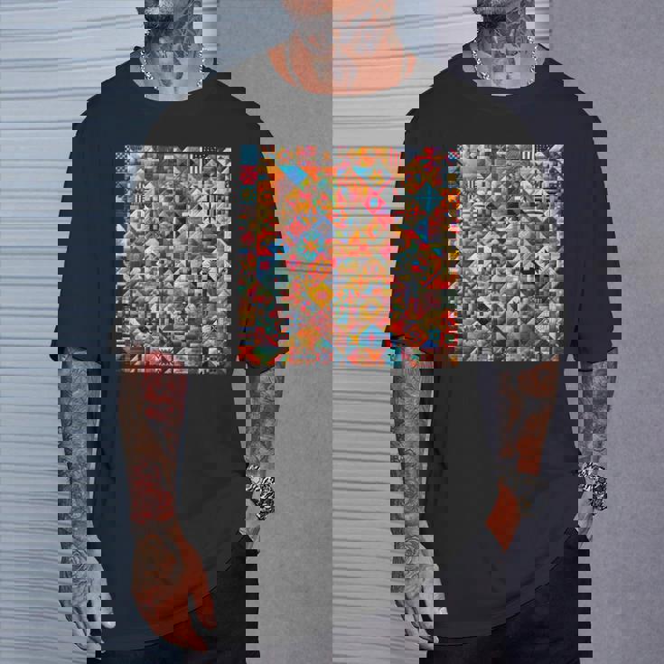 アメリカンキルト カラフル パッチワーク キルティング キルター ソーイング Tシャツ 彼への贈り物