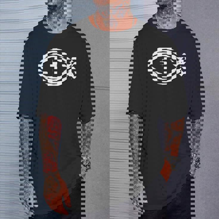 イクトゥス 十字架 イエス・キリスト キリスト教 ゴスペル Tシャツ 彼への贈り物