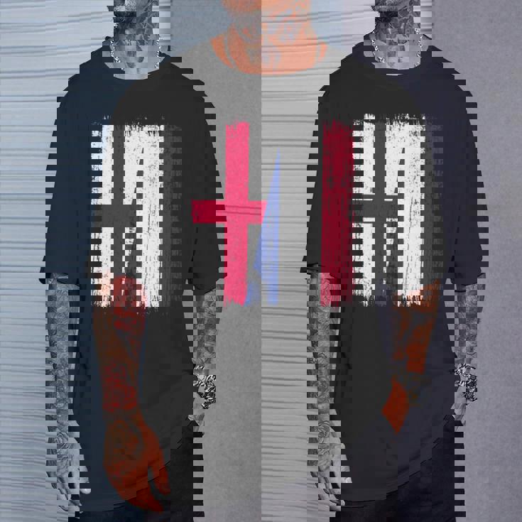 イングランド オランダ ハーフフラッグ イングリッシュ オランダ遺産 長袖tシャツ Tシャツ 彼への贈り物