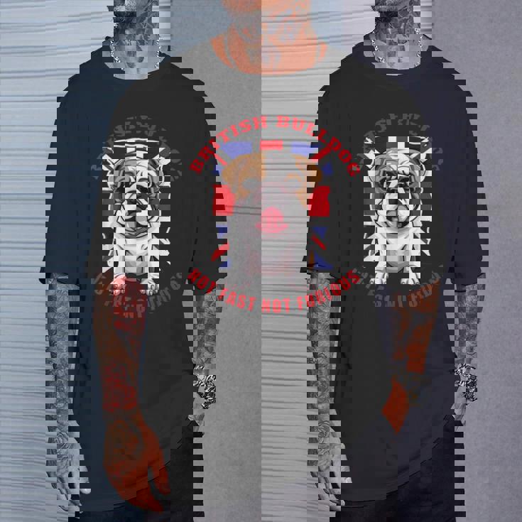 イングリッシュブリティッシュブルドッグ ユニオンジャックフラッグ ドッグオーナー Tシャツ 彼への贈り物