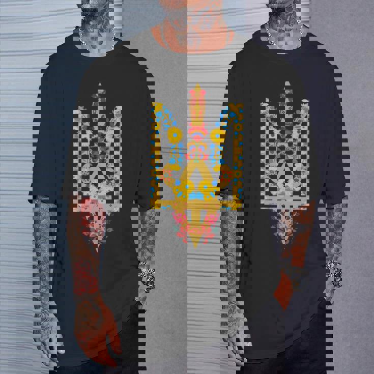 ウクライナ Trysub ヒマワリ レトロ フローラル ウクライナyshyvanka 長袖tシャツ Tシャツ 彼への贈り物