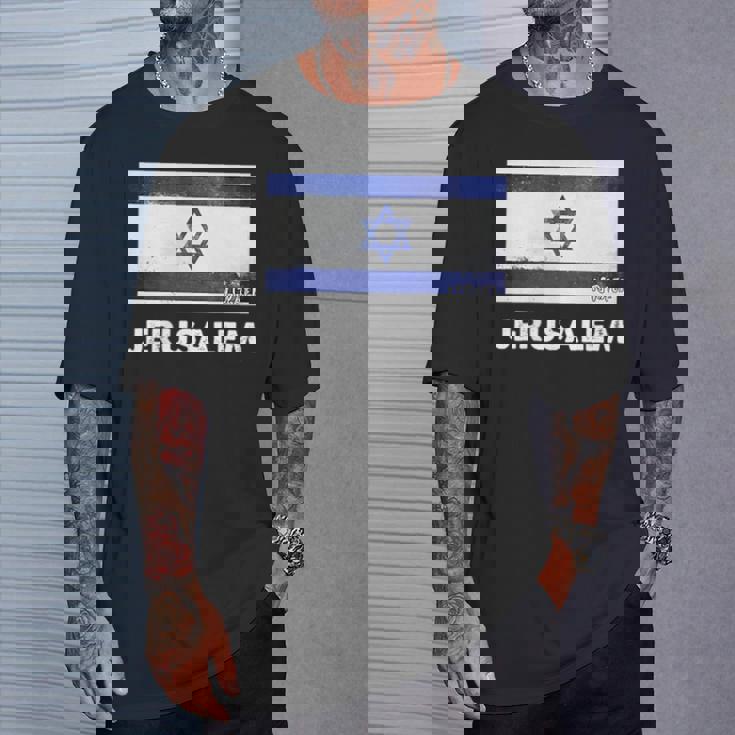 エルサレムイスラエル国旗シャツ Tシャツ 彼への贈り物