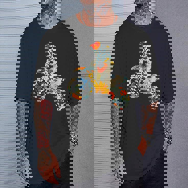 エレガントなシルエット フラワーアートピース フローラル モトクロス Tシャツ 彼への贈り物