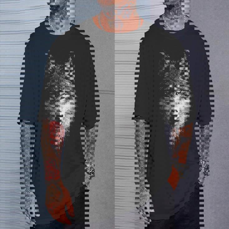 オオカミ 動物 モチーフ アート オオカミ 長袖tシャツ Tシャツ 彼への贈り物