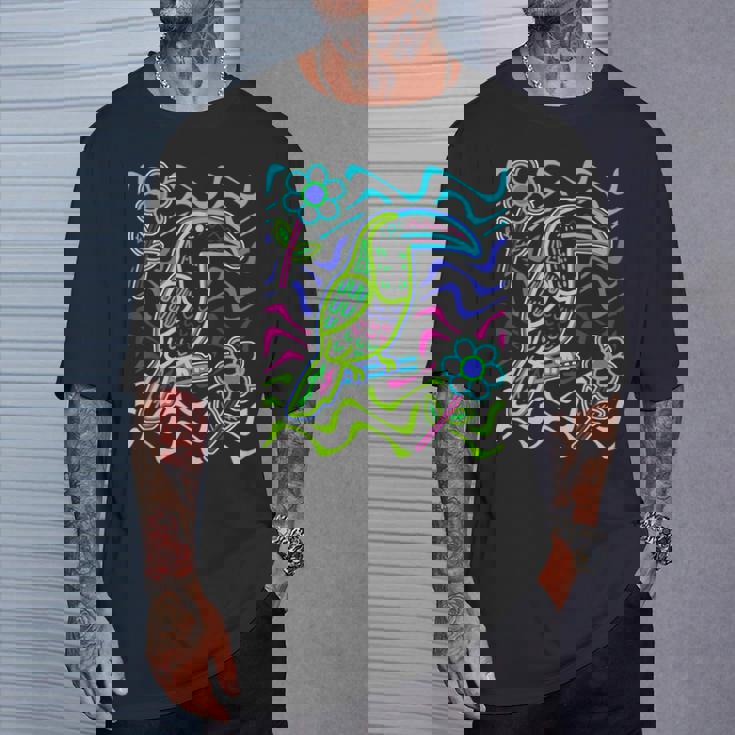 オオハシの鳥 アラカリ オオハシ オオハシ モラ アート パナマ・クナ族作 Tシャツ 彼への贈り物