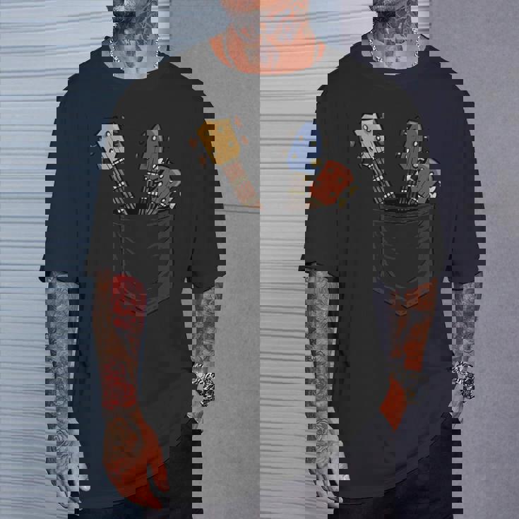 カジュアル ウクレレコレクション ポケットにハワイウクレレ Tシャツ 彼への贈り物