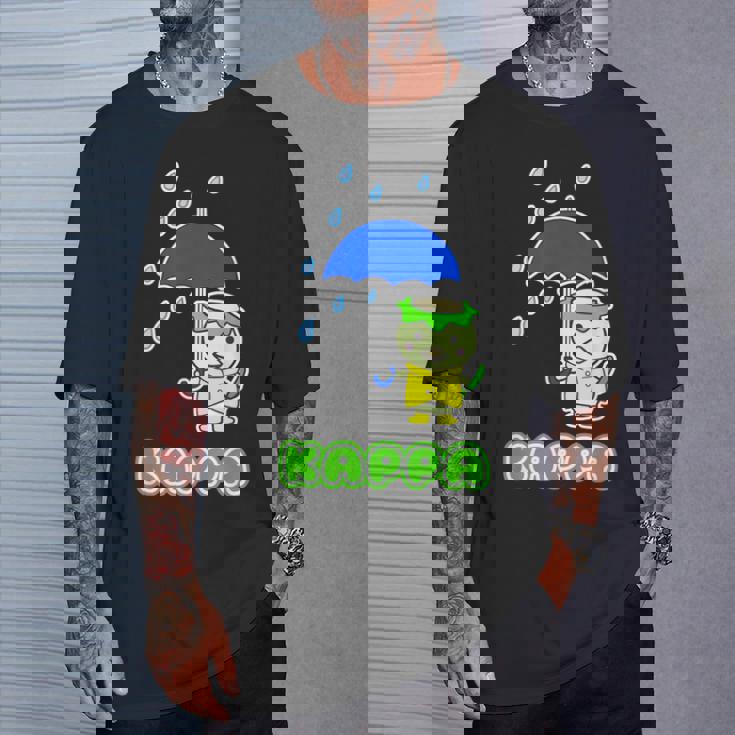 カッパくん『かっぱのカッパ』河童（六月・梅雨・傘）【どうぶつフレンズ】きゅうり 妖怪 かわいい キャラクター Tシャツ 彼への贈り物