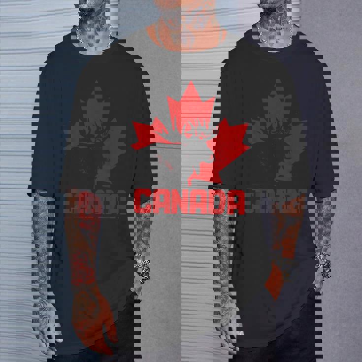 カナダヘラジカ メープルリーフ プライド ヴィンテージ カナダ国旗 Tシャツ 彼への贈り物