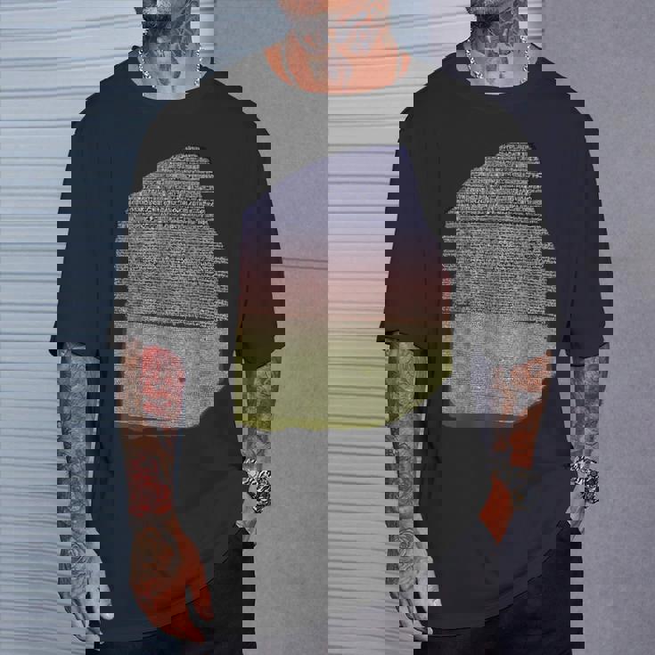 カラーロゼッタストーン 象形文字 ギリシャ デモティックス Tシャツ 彼への贈り物