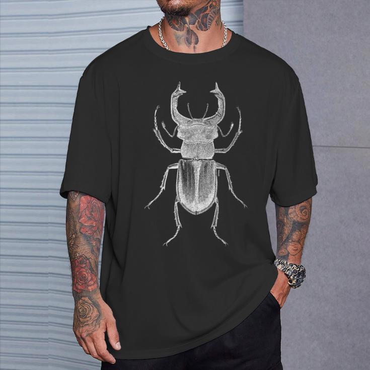 クワガタ愛好家と昆虫学者のためのヴィンテージ昆虫アート クールなクワガタ Cooltag Beetle Tシャツ 彼への贈り物