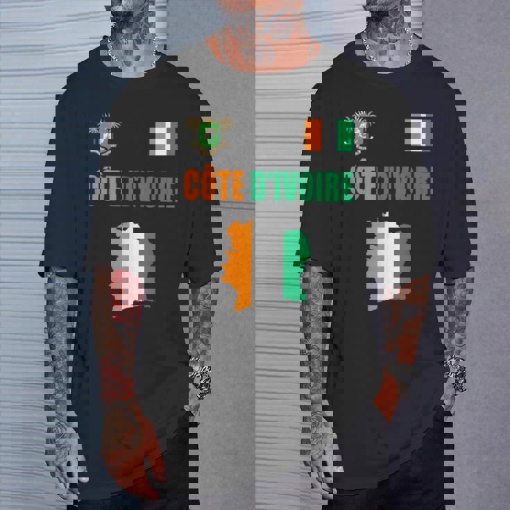 コートジボワール国旗 コートジボワール地図 Tシャツ 彼への贈り物