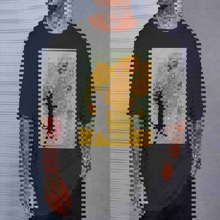 ゴッホ ひまわり 面白い 猫 アート 絵画 Tシャツ 彼への贈り物