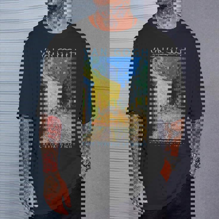 ゴッホ 面白いtシャツ アート 夜のカフェテラス 印象派 絵画 メンズ レディース 面白い 服 美術 油彩画 長袖tシャツ Tシャツ 彼への贈り物