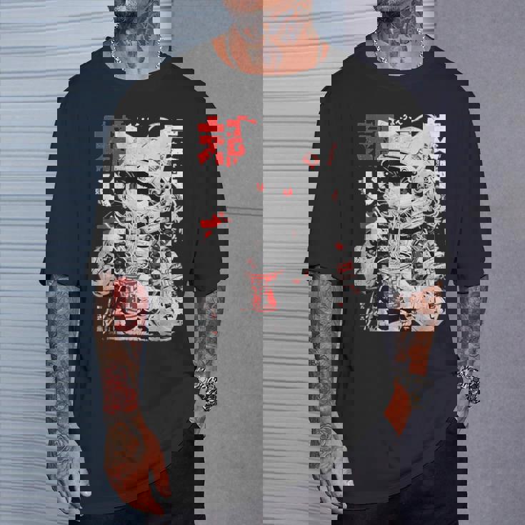 サイバーパンク 宇宙 猫ラーメン 日本のストリートウェア Tシャツ 彼への贈り物