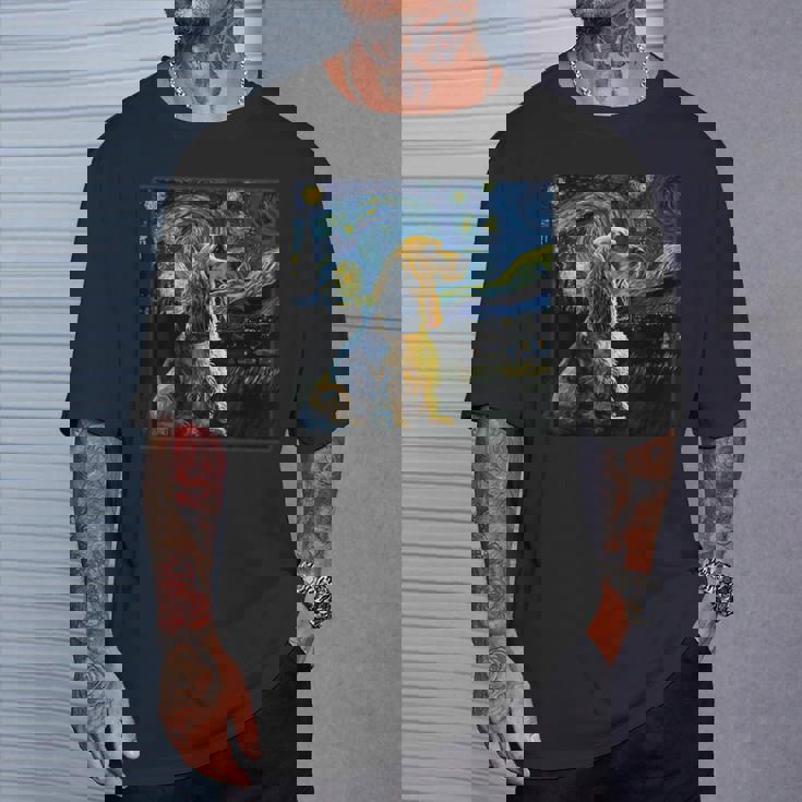 シュルレアリスム 星月夜 イングリッシュコッカースパニエル犬 Tシャツ 彼への贈り物