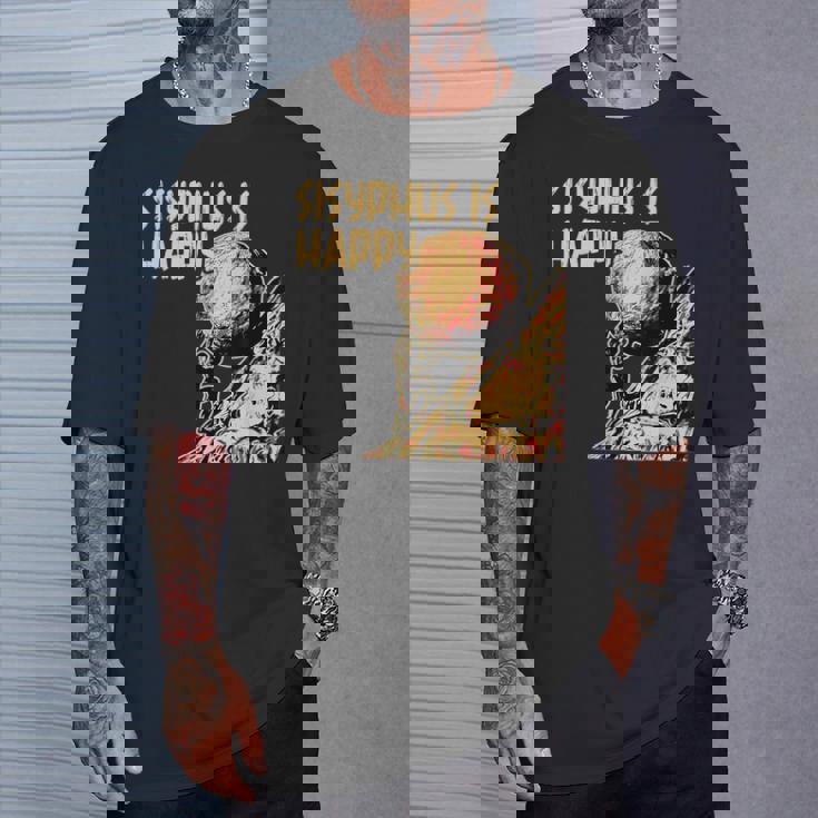 シーシュポス・イズ・ハッピー面白いギリシャ神話ミーム哲学 Tシャツ 彼への贈り物