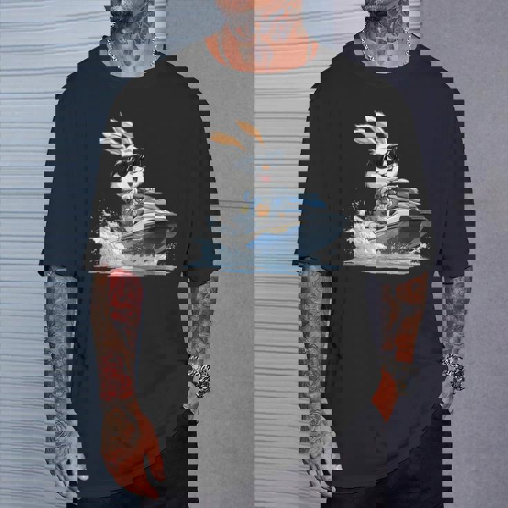 ジェットスキー ジェットスキー ウサギ イースターバニー サングラス Tシャツ 彼への贈り物