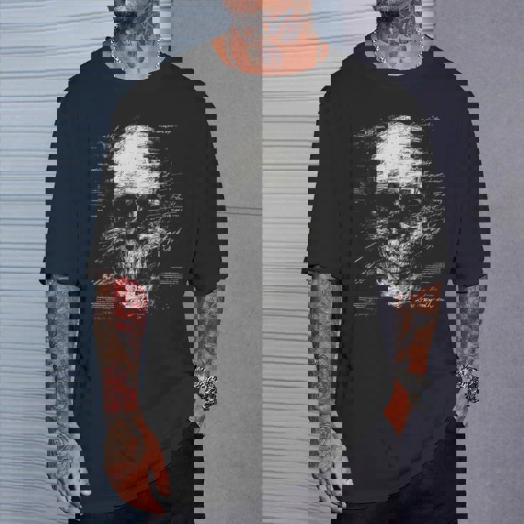 スカルアートグラフィックテキストモチーフドクロ Tシャツ 彼への贈り物