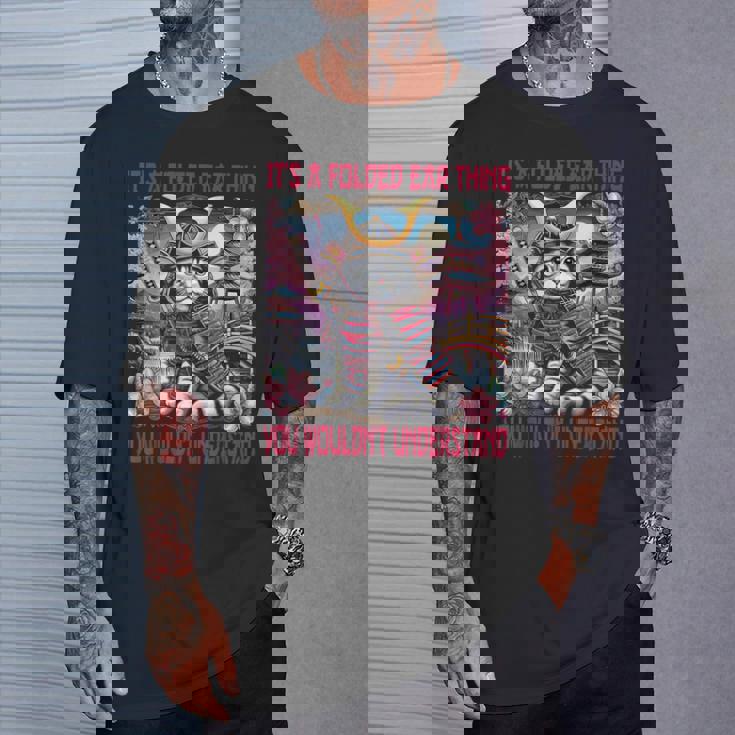 スコティッシュフォールド 耳 折れ 侍風景 Tシャツ 彼への贈り物