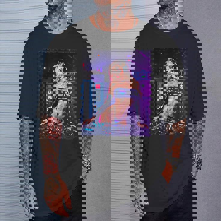 セクシーガールedmシャツメンズ–セクシーブロンドdjレイブ Tシャツ 彼への贈り物