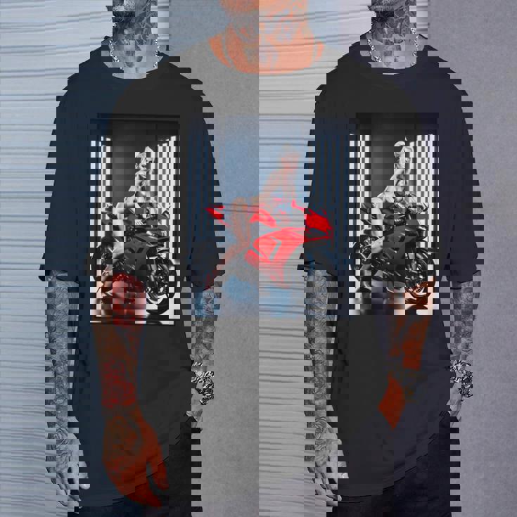 セクシーガールグラフィックtシャツ セクシーなブロンドガール&レッドストリートバイク Tシャツ 彼への贈り物