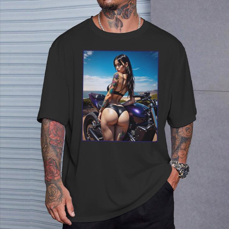 セクシーガールグラフィックtシャツ セクシーなラティーナガール&バイクビーチ。 長袖tシャツ Tシャツ 彼への贈り物