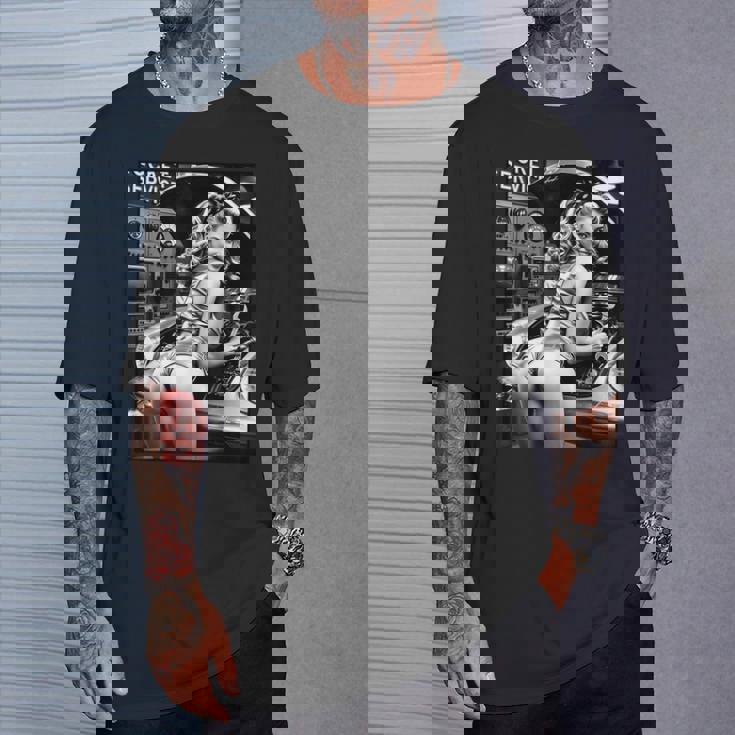 セクシーガールグラフィックtシャツ セクシーブロンドメカニックピンナップガールbw Tシャツ 彼への贈り物