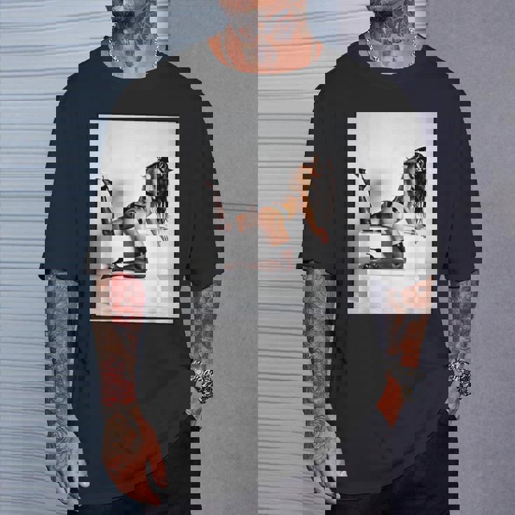 セクシーガールグラフィックtシャツ マスクのセクシーなファッションモデル Tシャツ 彼への贈り物