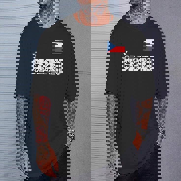 チェコ共和国 胸に Cesko 旗国旗 長袖tシャツ Tシャツ 彼への贈り物