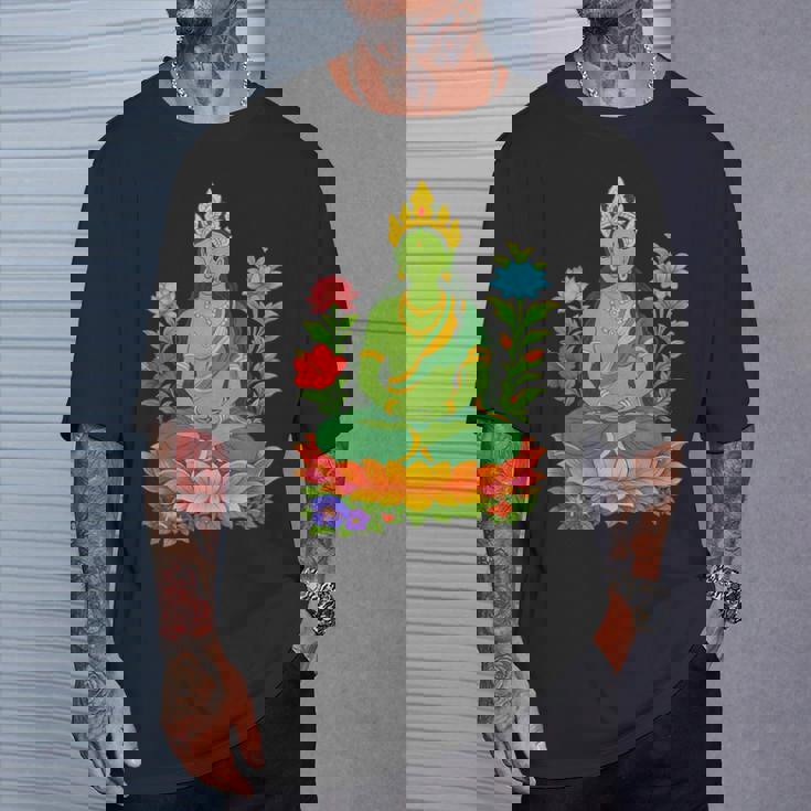 チベット仏陀瞑想 ヴァジュラヤナ グリーンタラ Tシャツ 彼への贈り物