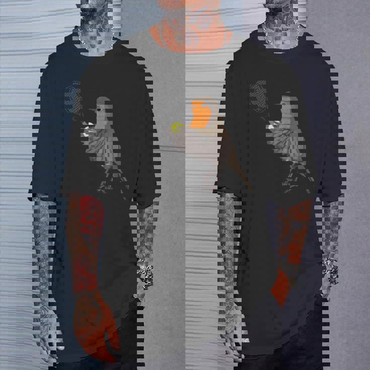 テニス ヨーロッパコマドリ 鳥 動物 図 バードウォッチング 贈り物 鳥類学者 生物学者 自然科学 Tシャツ 彼への贈り物