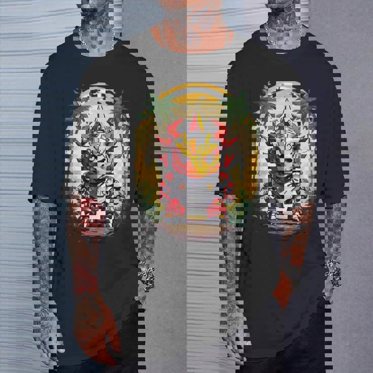 トリケラトプス恐竜ロボット トリケラトプスのマッチングデザイン Tシャツ 彼への贈り物