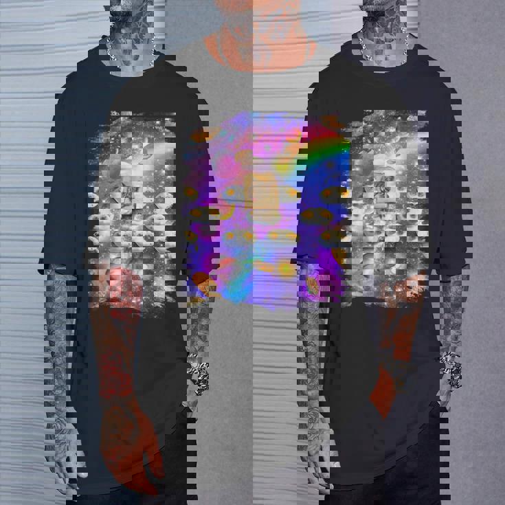 トーストスペース 猫 パンローフキャット レインボーギャラクシー Tシャツ 彼への贈り物